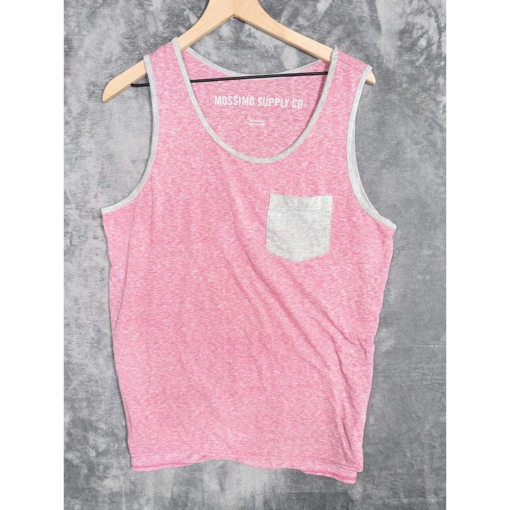 Mossimo Supply Co L Tank Top Pink Heather Gray Sleeveless Chest Pocket